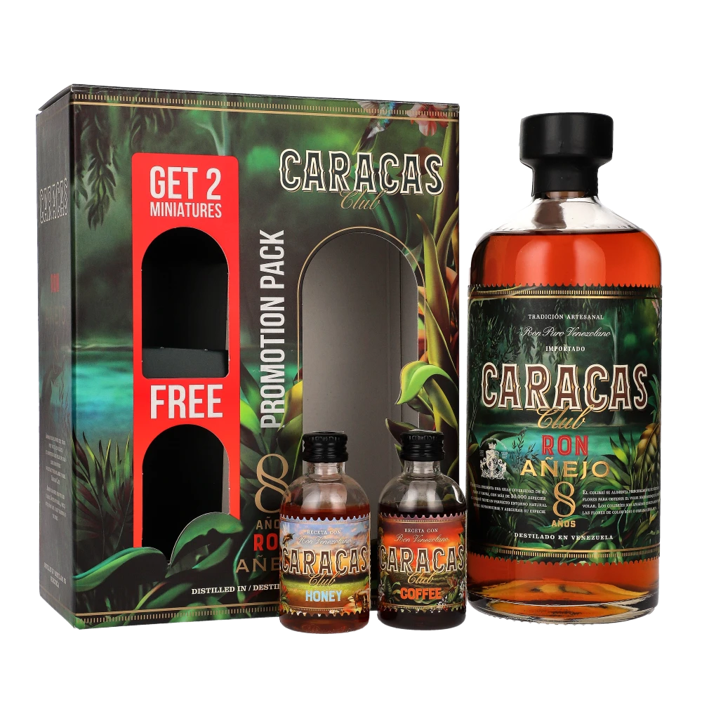 zdjęcie produktu RUM CARACAS ANEJO 8 Y 40% 0,7L+ MINI - ZESTAW